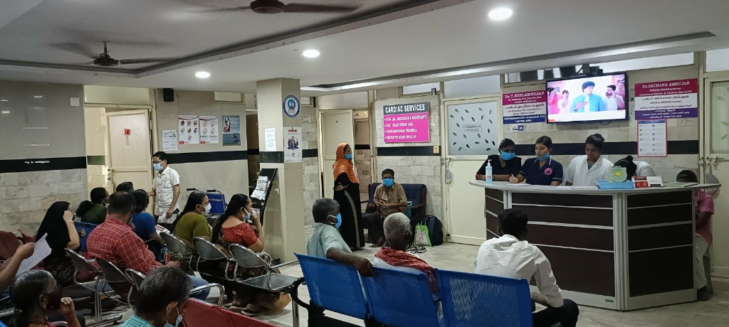 Hospital reception and patient waiting area