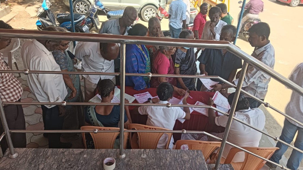 Registration desk at a free community health camp