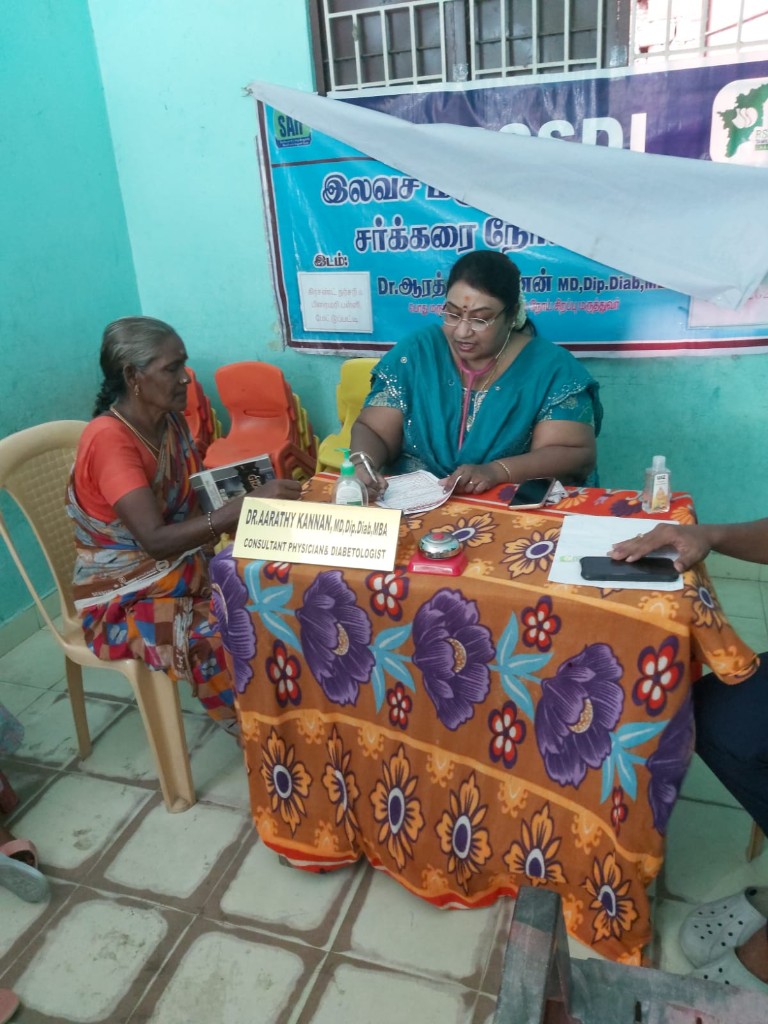 Diabetes consultation at a community medical camp