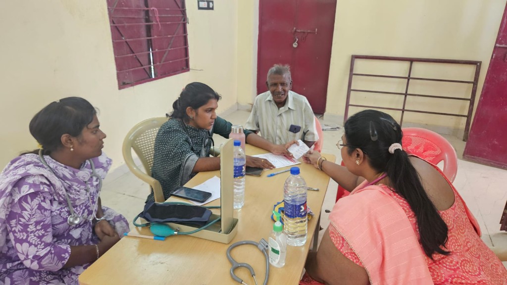 Patient consultation at a free medical camp